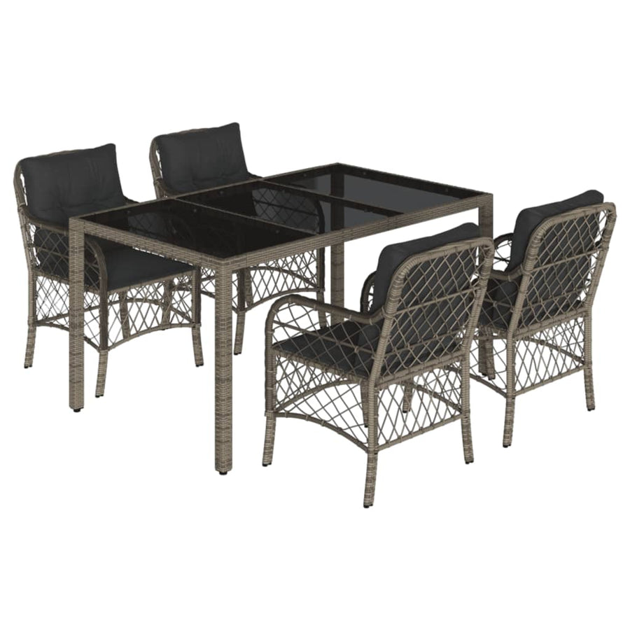 5-Delige Tuinset Met Kussens Poly Rattan Grijs