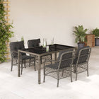5-piece Patio Set with Cushions Poly Rattan Grey