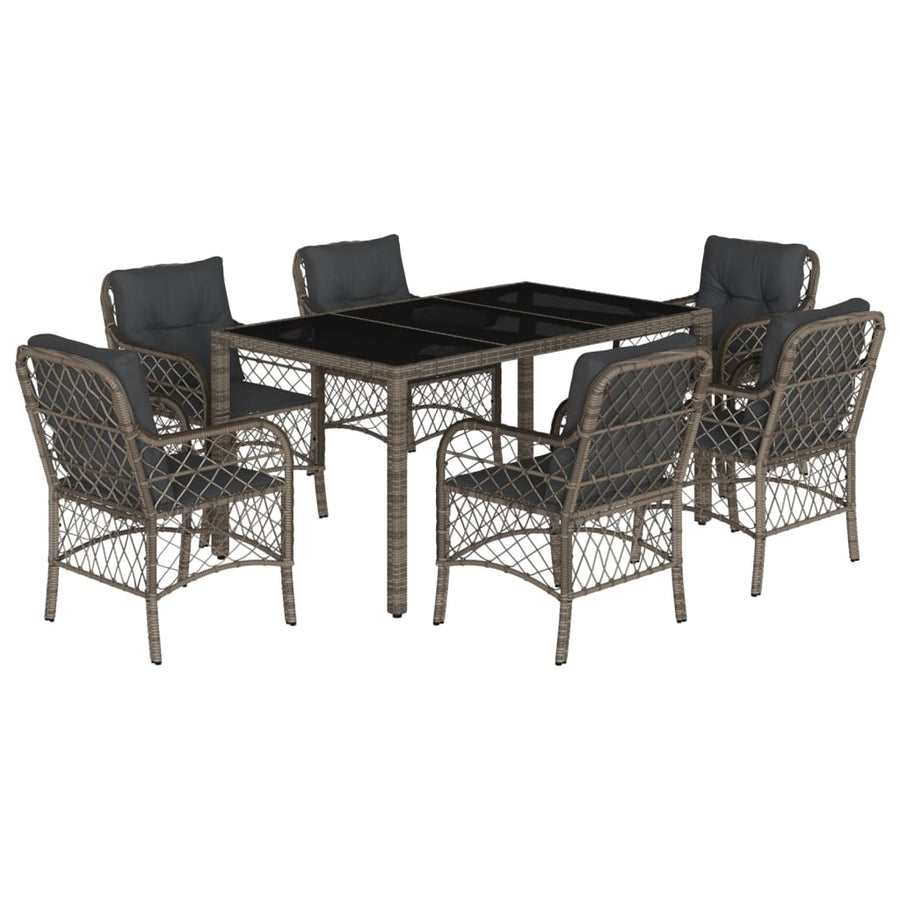 7-Delige Tuinset Met Kussens Poly Rattan Grijs