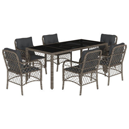 7-Delige Tuinset Met Kussens Poly Rattan Grijs