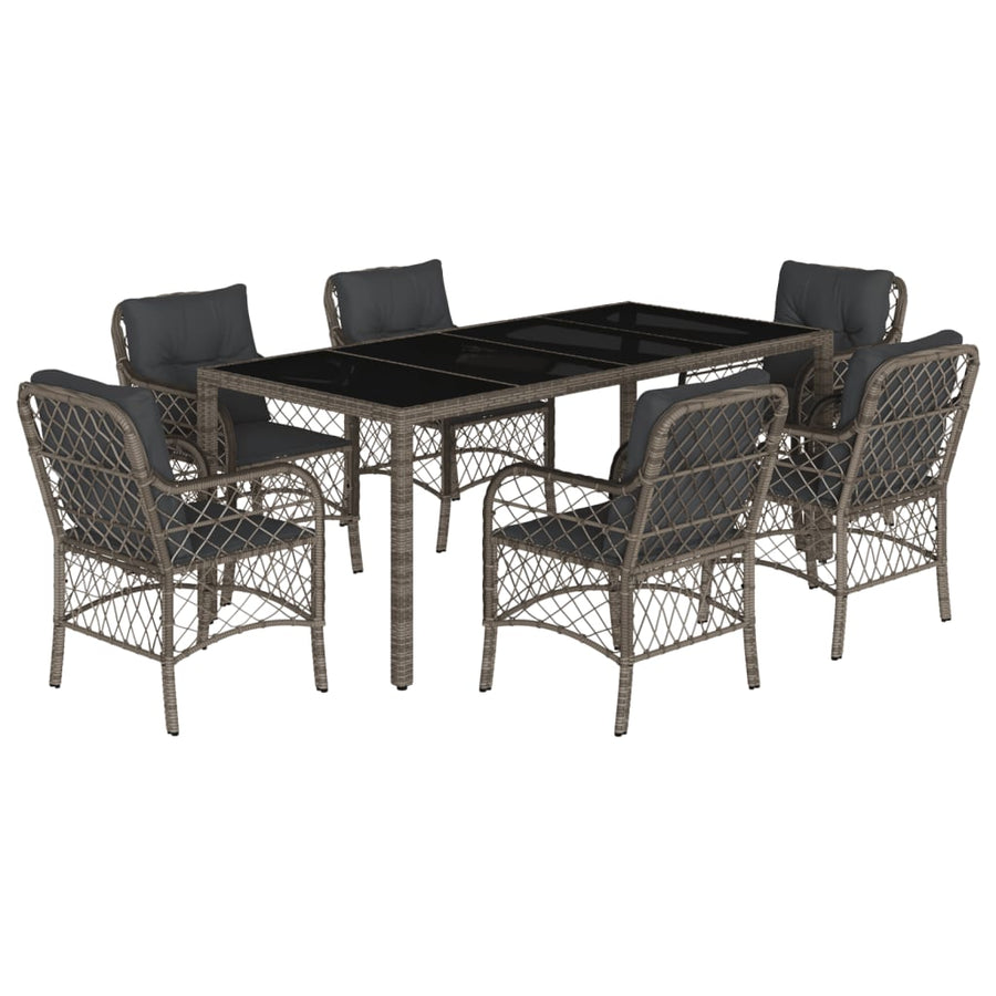 7-Delige Tuinset Met Kussens Poly Rattan Grijs