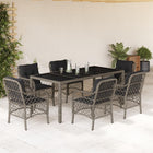 Tuinset 7-delig poly rattan grijs met kussens