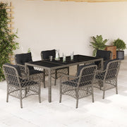 Tuinset 7-delig poly rattan grijs met kussens
