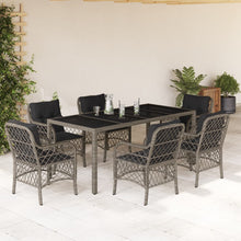 7-Delige Tuinset Met Kussens Poly Rattan Grijs