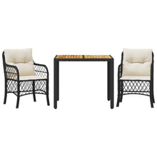 3-Delige Bistroset Met Kussens Poly Rattan Zwart