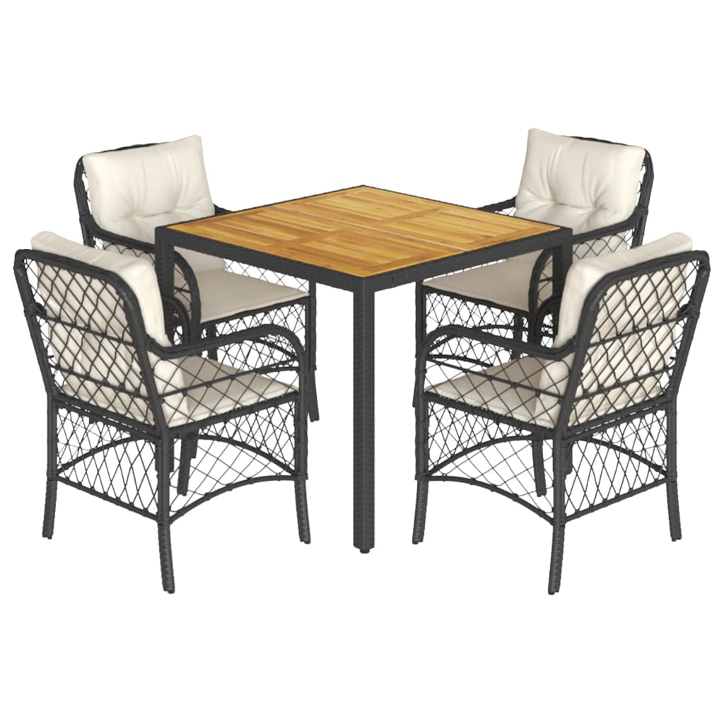 5-Delige Tuinset Met Kussens Poly Rattan Zwart