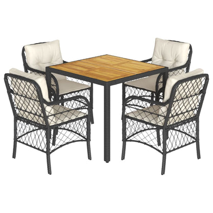 5-Delige Tuinset Met Kussens Poly Rattan Zwart