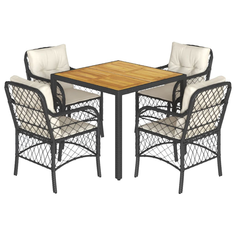 5-Delige Tuinset Met Kussens Poly Rattan Zwart