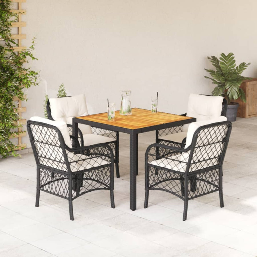 5-Delige Tuinset Met Kussens Poly Rattan Zwart