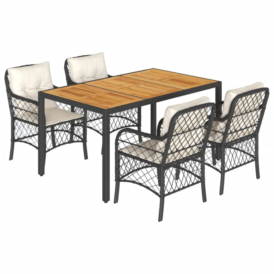5-Delige Tuinset Met Kussens Poly Rattan Zwart