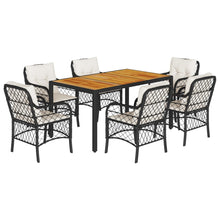7-Delige Tuinset Met Kussens Poly Rattan Zwart