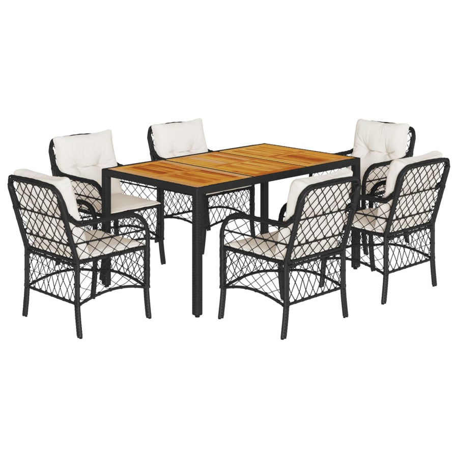 7-Delige Tuinset Met Kussens Poly Rattan Zwart