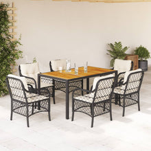 7-Delige Tuinset Met Kussens Poly Rattan Zwart