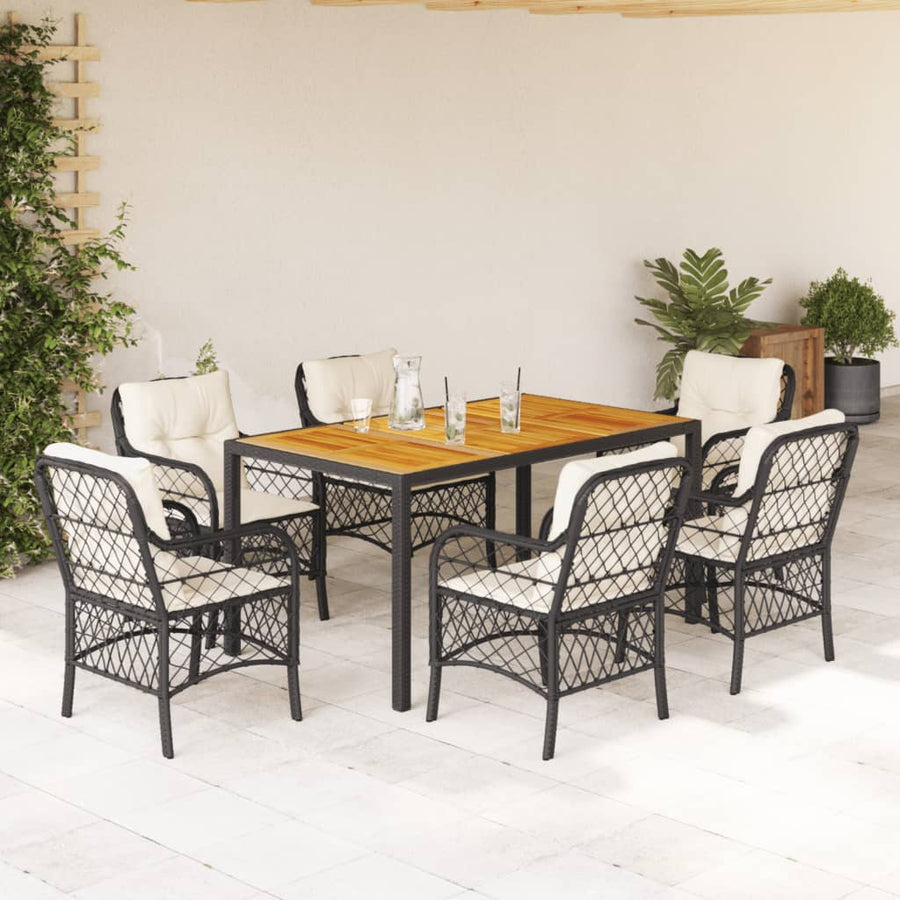 7-Delige Tuinset Met Kussens Poly Rattan Zwart
