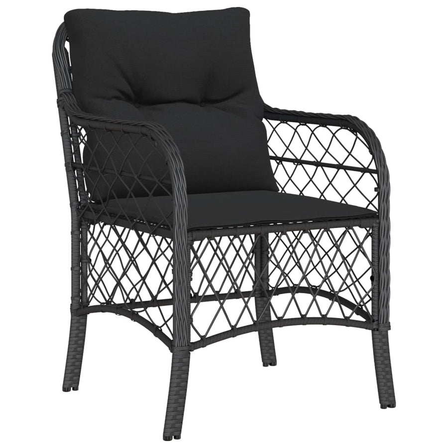 3-Delige Bistroset Met Kussens Poly Rattan Zwart