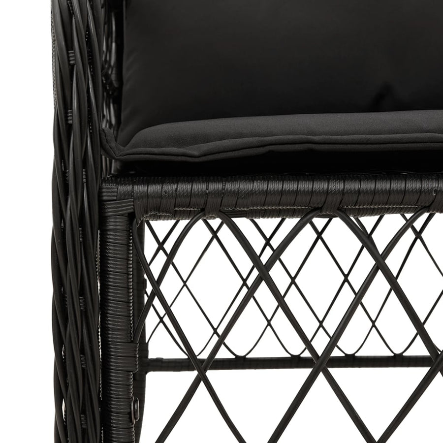 3-Delige Bistroset Met Kussens Poly Rattan Zwart