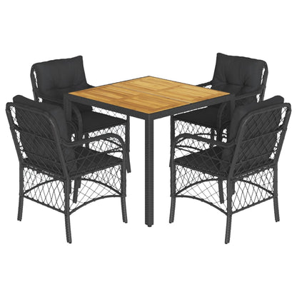 5-Delige Tuinset Met Kussens Poly Rattan Zwart