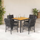 5-piece Garden Set with Cushions, Poly Rattan, Black