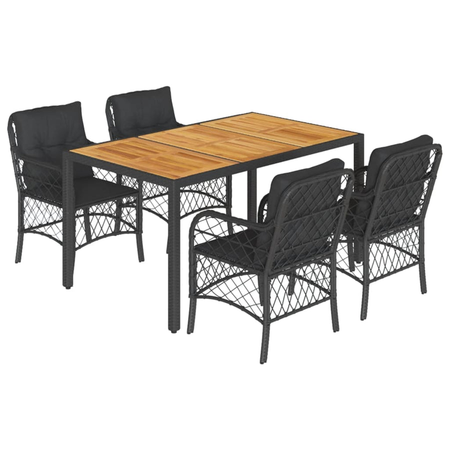 5-Delige Tuinset Met Kussens Poly Rattan Zwart