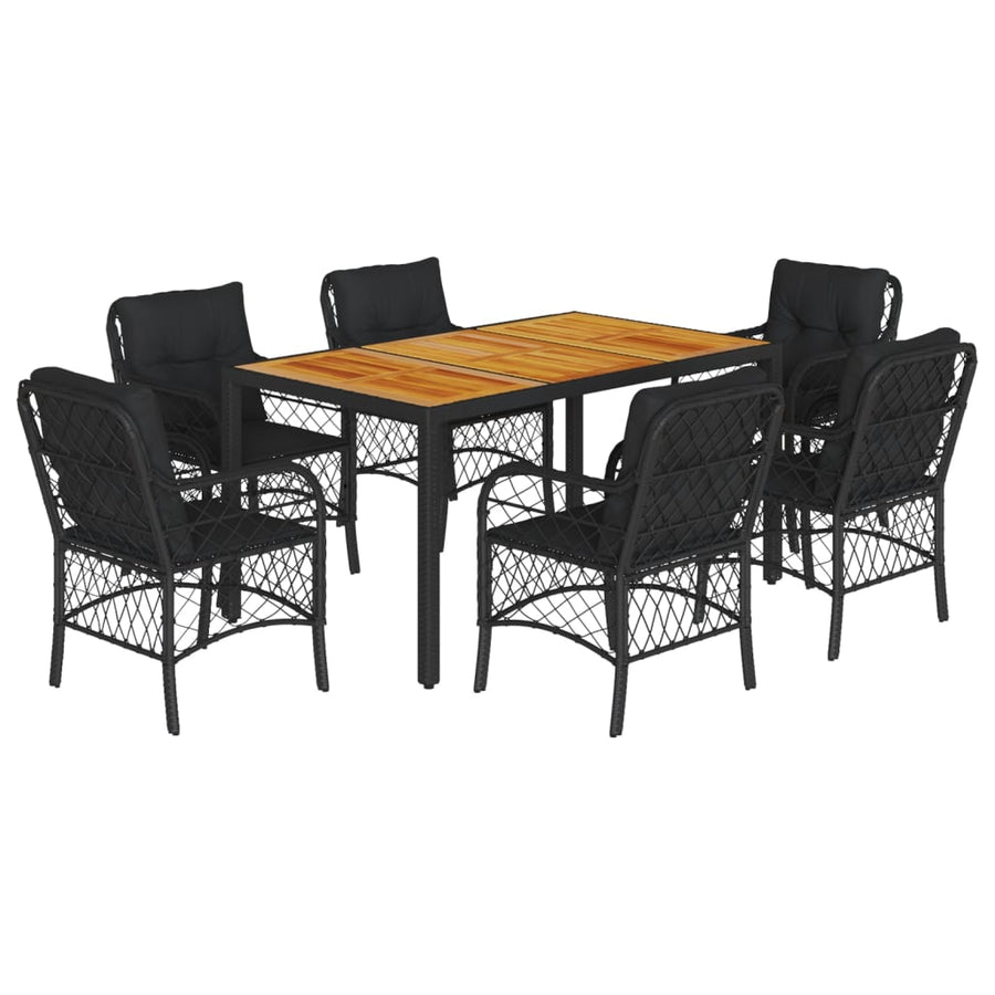 7-Delige Tuinset Met Kussens Poly Rattan Zwart