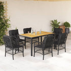 7-Piece Poly Rattan Garden Set with Cushions Black