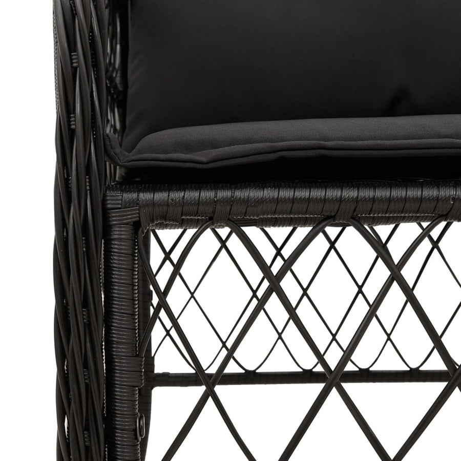 7-Delige Tuinset Met Kussens Poly Rattan 6 190 cm tafellengte Zwart