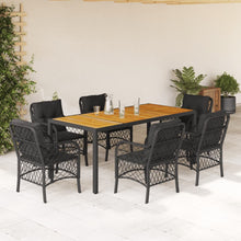 7-Delige Tuinset Met Kussens Poly Rattan 6 190 cm tafellengte Zwart