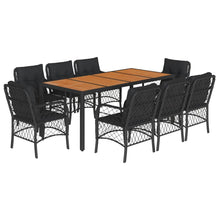 9-Delige Tuinset Poly Rattan 8 190 cm tafellengte Zwart