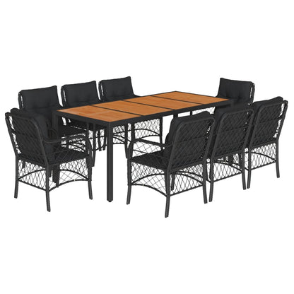 9-Delige Tuinset Poly Rattan 8 190 cm tafellengte Zwart