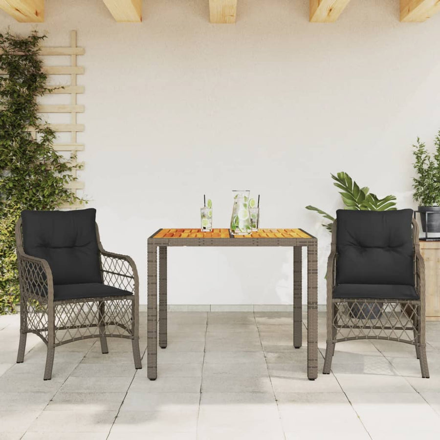 3-Delige Bistroset Met Kussens Poly Rattan 2