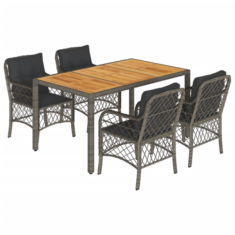 5-Delige Tuinset Met Kussens Poly Rattan Grijs
