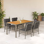 Tuinset 5-delig poly rattan grijs acaciahout