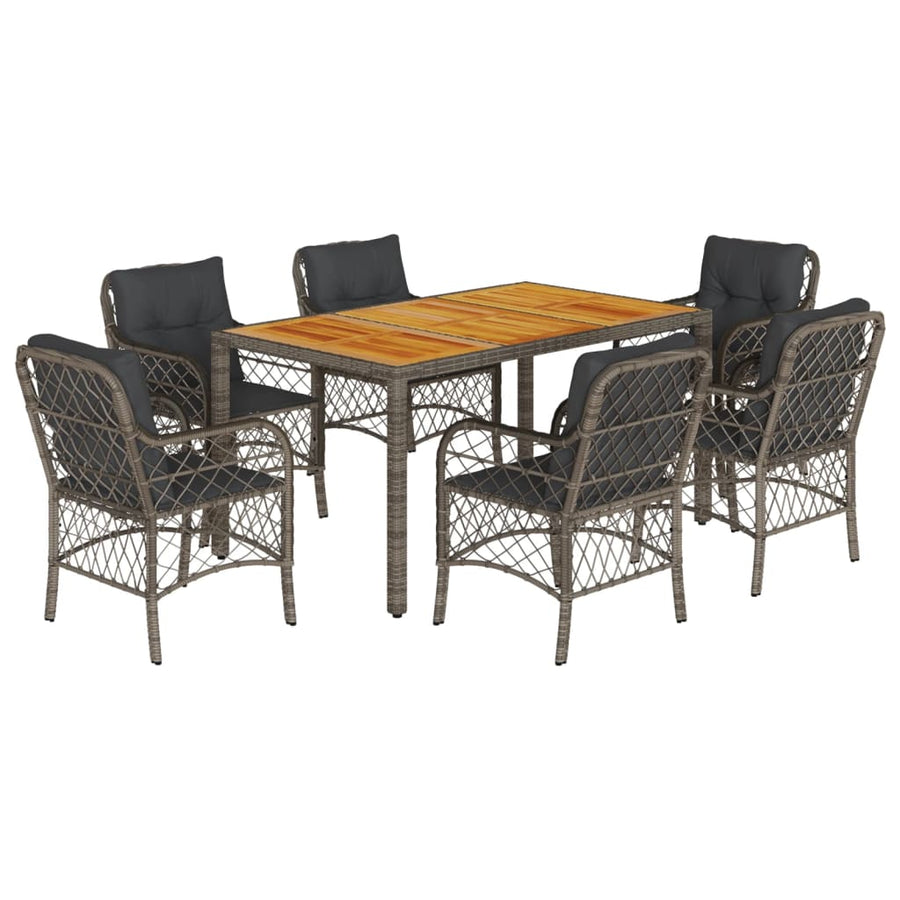 7-Delige Tuinset Met Kussens Poly Rattan Grijs