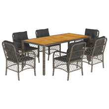 7-Delige Tuinset Met Kussens Poly Rattan Grijs