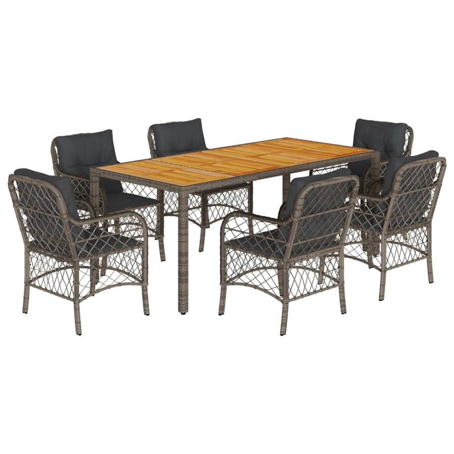 7-Delige Tuinset Met Kussens Poly Rattan Grijs
