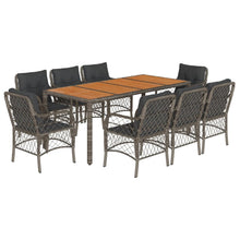 9-Delige Tuinset Met Kussens Poly Rattan Grijs