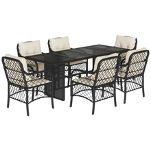 Tuinset met kussens poly rattan 7 Zwart en crème Glas
