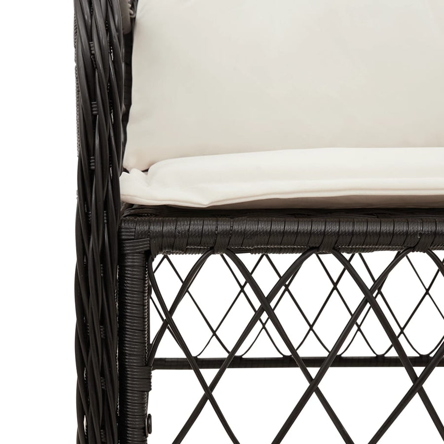 Tuinset met kussens poly rattan 7 Zwart en crème Glas