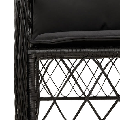 Tuinset met kussens poly rattan 7 Zwart Glas