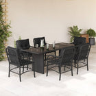 Tuinset met kussens poly rattan 7 Zwart Glas