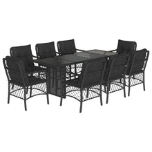 Tuinset poly rattan 9 Zwart Glas