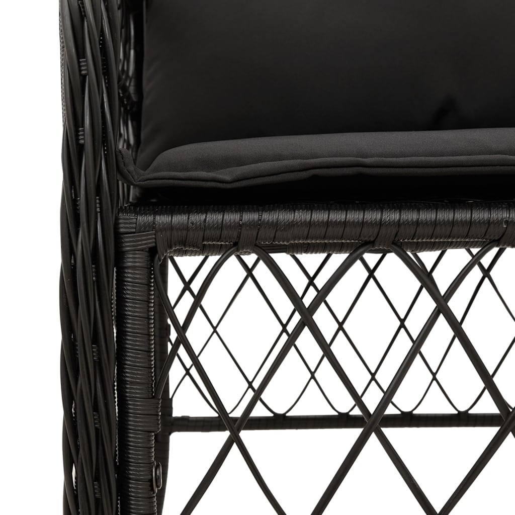 Tuinset poly rattan 9 Zwart Glas