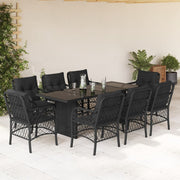 Tuinset 9-delig poly rattan zwart