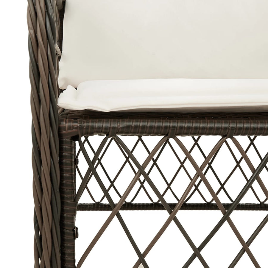 Tuinset met kussens poly rattan 7 Bruin en crème Glas