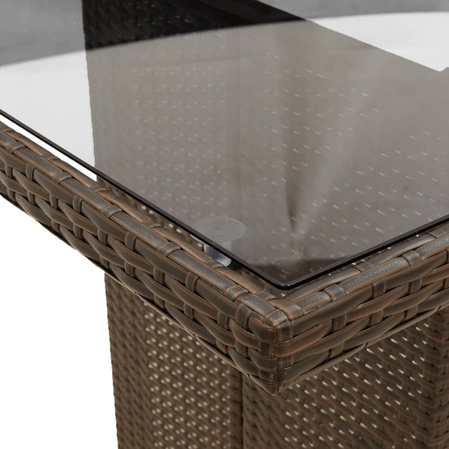 Tuinset met kussens poly rattan 7 Bruin en crème Glas