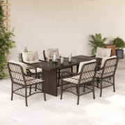 Tuinset 7-delig poly rattan bruin met kussens