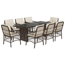 -Delige Tuinset Met Kussens Poly Rattan Bruin en crème Glas 9