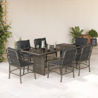 Tuinset met kussens poly rattan 7 Grijs Glas