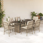 Tuinset poly rattan 7-delig beige met kussens