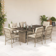 Tuinset poly rattan 7-delig beige met kussens